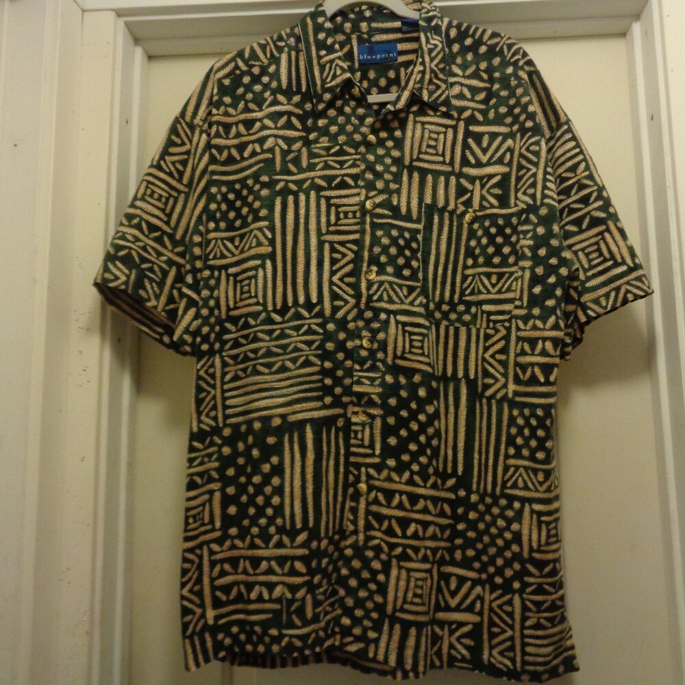 TRIBAL BOHEMIAN DREAMER MALE SEMI TEXTURED SHORT SLEEVED SHIRT BY BLUEPRINT X L